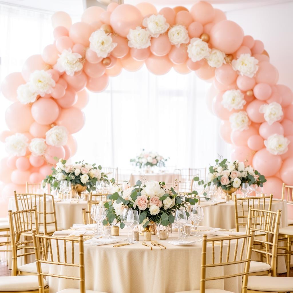 Beautifully styled event with florals and balloons